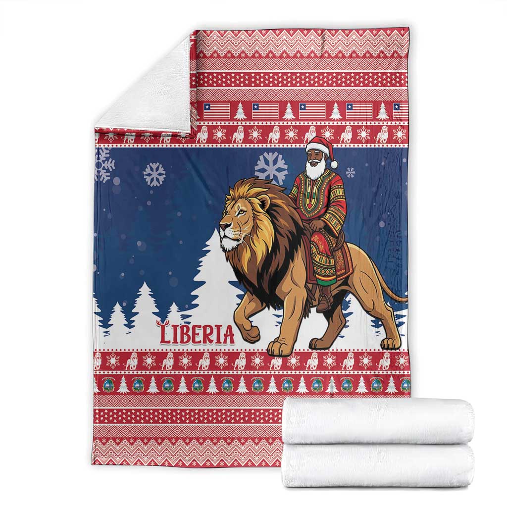 Afro Christmas in Liberia Blanket Black Santa Riding Lion - Merry Christmas - African Pride