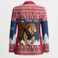 Personalized Liberia Christmas Blazer Black Santa Riding Lion - Merry Christmas