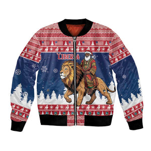 Personalized Afro Christmas in Liberia Bomber Jacket Black Santa Riding Lion - Merry Christmas - African Pride