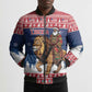 Personalized Liberia Christmas Bomber Puffer Jacket Black Santa Riding Lion - Merry Christmas