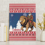 Afro Christmas in Liberia Canvas Wall Art Black Santa Riding Lion - Merry Christmas - African Pride
