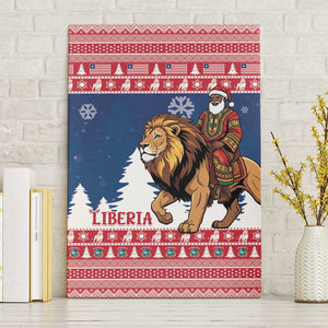 Afro Christmas in Liberia Canvas Wall Art Black Santa Riding Lion - Merry Christmas - African Pride