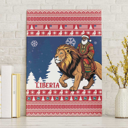 Afro Christmas in Liberia Canvas Wall Art Black Santa Riding Lion - Merry Christmas - African Pride