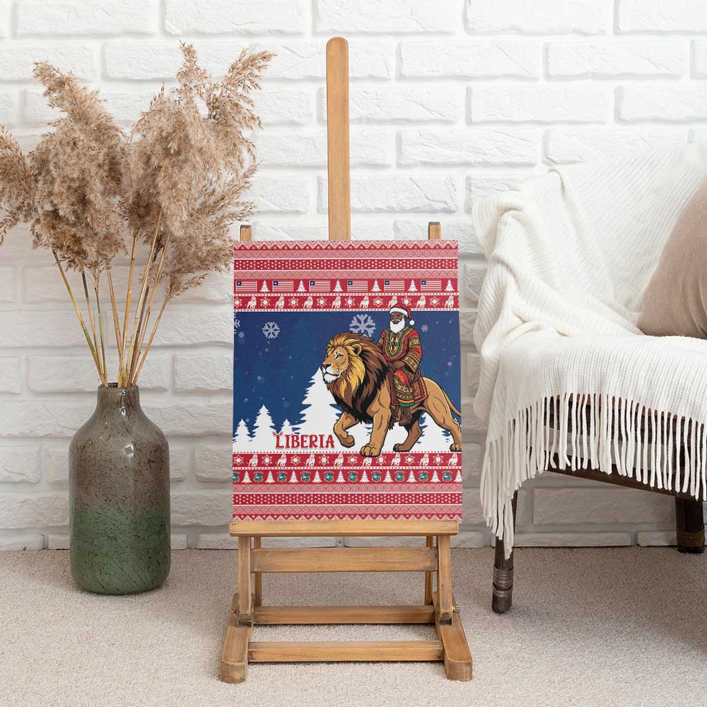 Afro Christmas in Liberia Canvas Wall Art Black Santa Riding Lion - Merry Christmas - African Pride