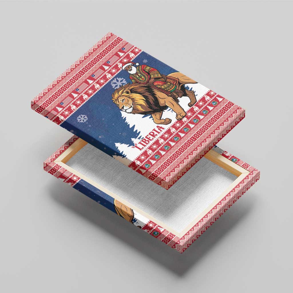 Afro Christmas in Liberia Canvas Wall Art Black Santa Riding Lion - Merry Christmas - African Pride
