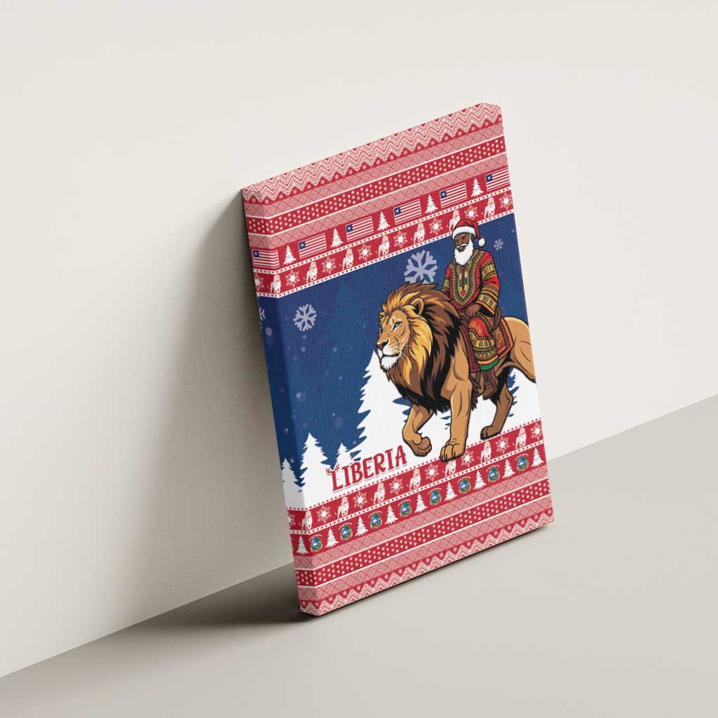 Afro Christmas in Liberia Canvas Wall Art Black Santa Riding Lion - Merry Christmas - African Pride