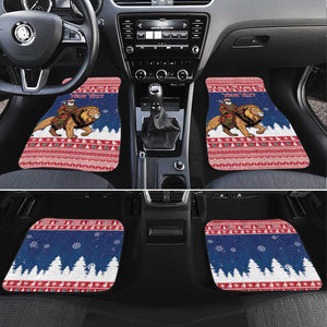 Personalized Afro Christmas in Liberia Car Mats Black Santa Riding Lion - Merry Christmas - African Pride