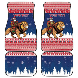 Personalized Afro Christmas in Liberia Car Mats Black Santa Riding Lion - Merry Christmas - African Pride