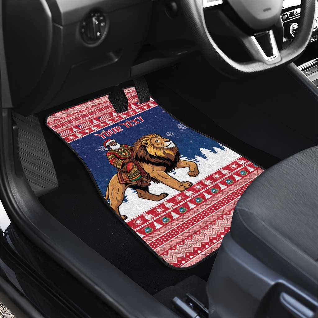 Personalized Afro Christmas in Liberia Car Mats Black Santa Riding Lion - Merry Christmas - African Pride