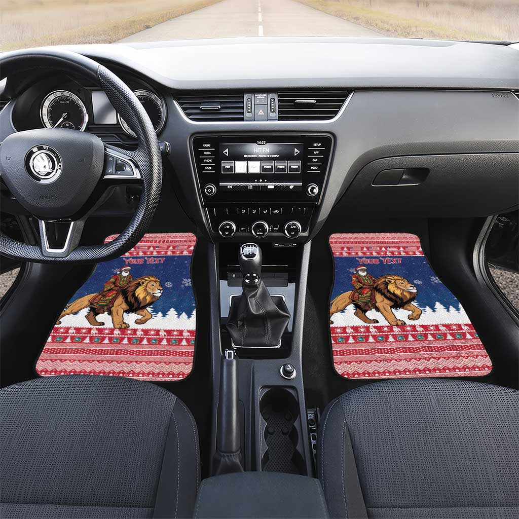 Personalized Afro Christmas in Liberia Car Mats Black Santa Riding Lion - Merry Christmas - African Pride