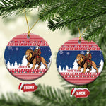 Personalized Afro Christmas in Liberia Ceramic Ornament Black Santa Riding Lion - Merry Christmas - African Pride