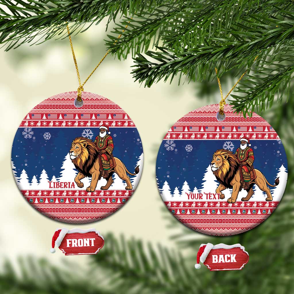 Personalized Afro Christmas in Liberia Ceramic Ornament Black Santa Riding Lion - Merry Christmas - African Pride