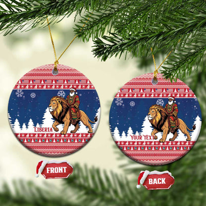 Personalized Afro Christmas in Liberia Ceramic Ornament Black Santa Riding Lion - Merry Christmas - African Pride