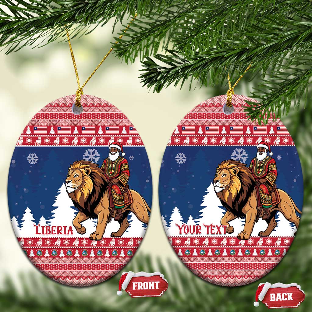 Personalized Afro Christmas in Liberia Ceramic Ornament Black Santa Riding Lion - Merry Christmas - African Pride