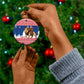 Personalized Afro Christmas in Liberia Ceramic Ornament Black Santa Riding Lion - Merry Christmas - African Pride