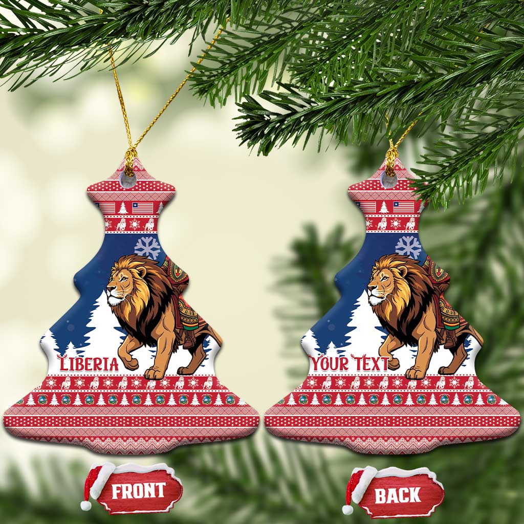 Personalized Afro Christmas in Liberia Ceramic Ornament Black Santa Riding Lion - Merry Christmas - African Pride