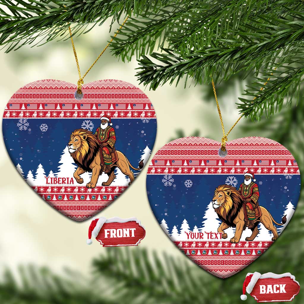 Personalized Afro Christmas in Liberia Ceramic Ornament Black Santa Riding Lion - Merry Christmas - African Pride