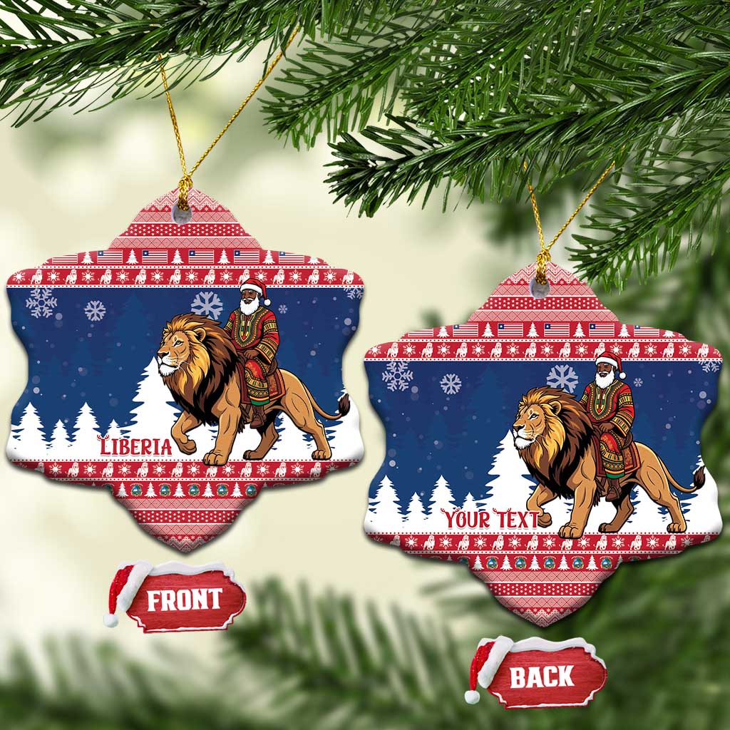 Personalized Afro Christmas in Liberia Ceramic Ornament Black Santa Riding Lion - Merry Christmas - African Pride