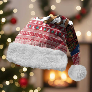 Personalized Afro Christmas in Liberia Christmas Santa Hat Black Santa Riding Lion - Merry Christmas - African Pride