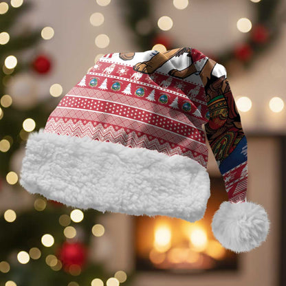 Personalized Afro Christmas in Liberia Christmas Santa Hat Black Santa Riding Lion - Merry Christmas - African Pride