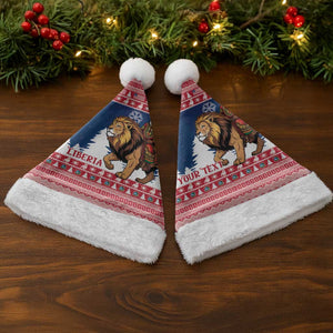 Personalized Afro Christmas in Liberia Christmas Santa Hat Black Santa Riding Lion - Merry Christmas - African Pride