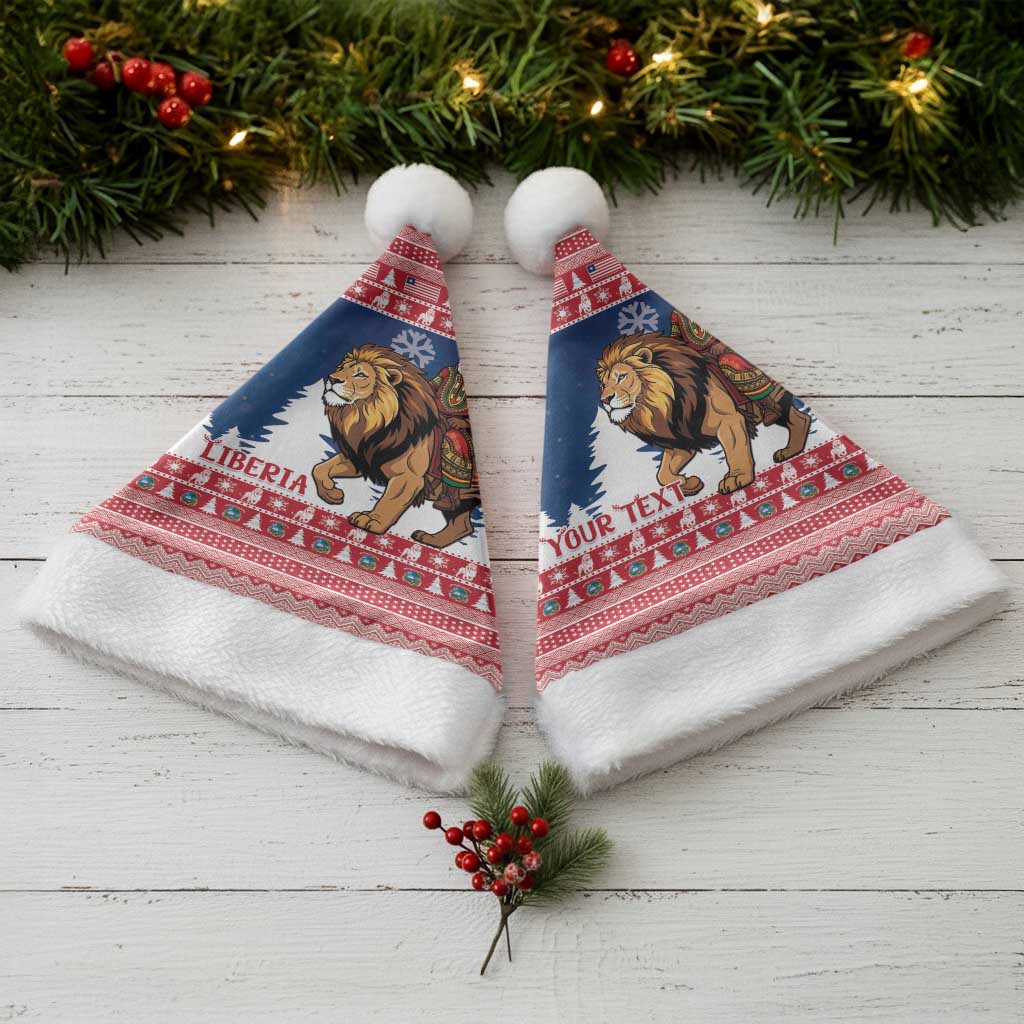 Personalized Afro Christmas in Liberia Christmas Santa Hat Black Santa Riding Lion - Merry Christmas - African Pride