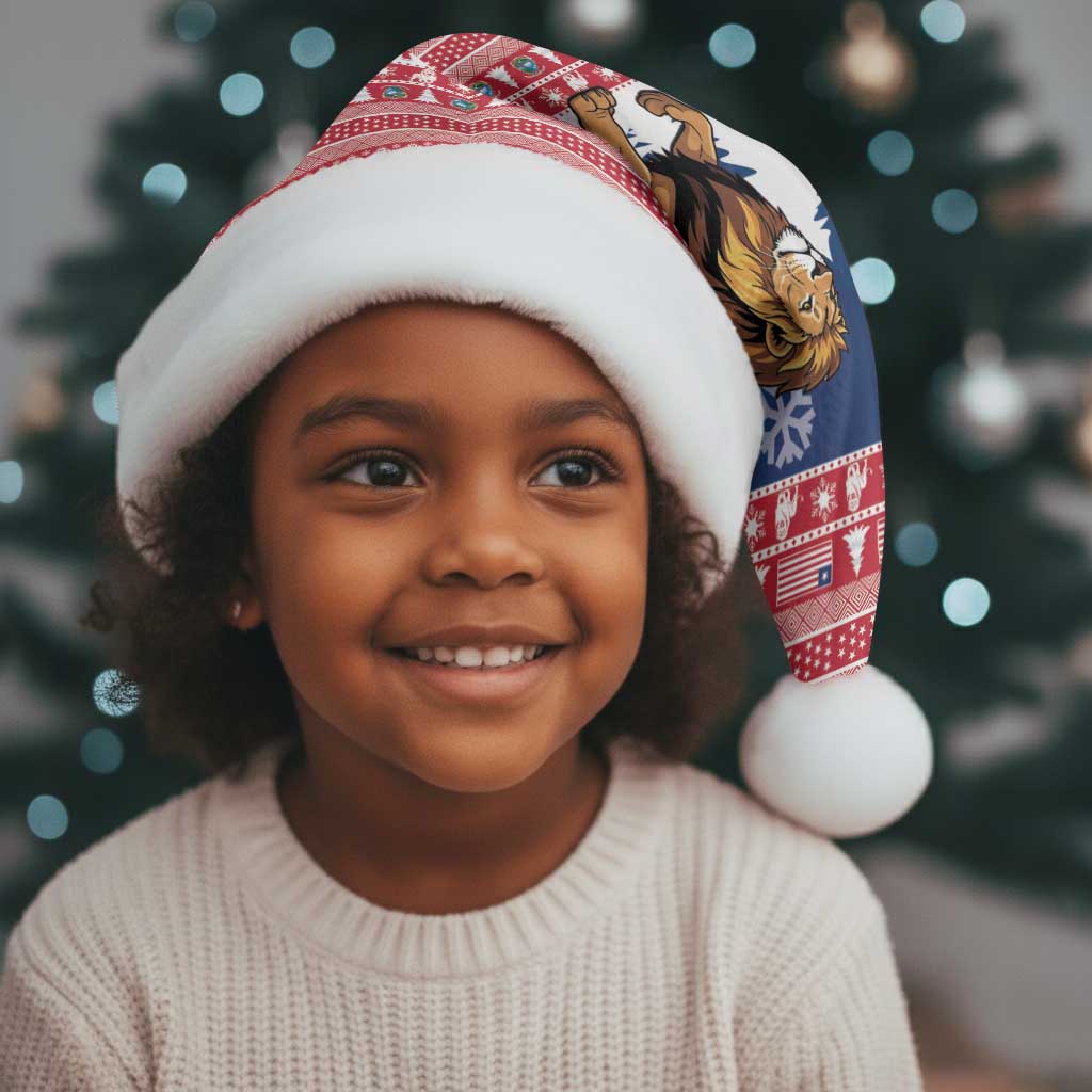 Personalized Afro Christmas in Liberia Christmas Santa Hat Black Santa Riding Lion - Merry Christmas - African Pride
