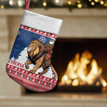 Personalized Afro Christmas in Liberia Christmas Stocking Black Santa Riding Lion - Merry Christmas - African Pride
