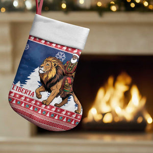 Personalized Afro Christmas in Liberia Christmas Stocking Black Santa Riding Lion - Merry Christmas - African Pride