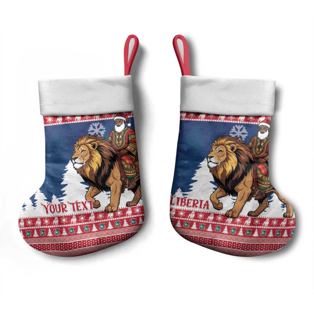 Personalized Afro Christmas in Liberia Christmas Stocking Black Santa Riding Lion - Merry Christmas - African Pride