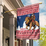 Afro Christmas in Liberia Garden Flag Black Santa Riding Lion - Merry Christmas - African Pride