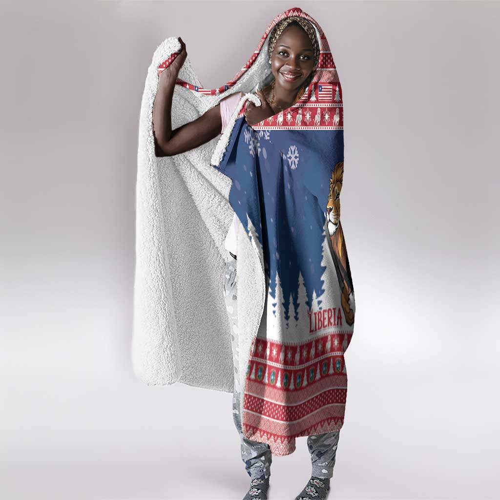 Afro Christmas in Liberia Hooded Blanket Black Santa Riding Lion - Merry Christmas - African Pride