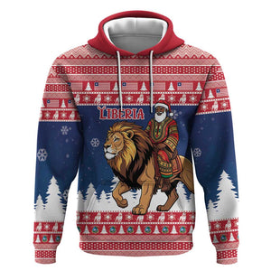 Personalized Afro Christmas in Liberia Hoodie Black Santa Riding Lion - Merry Christmas - African Pride