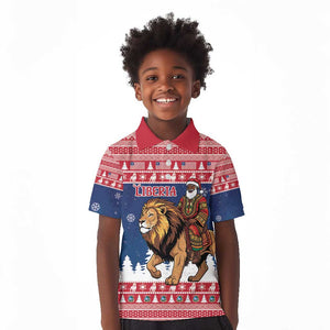 Personalized Afro Christmas in Liberia Kid Polo Shirt Black Santa Riding Lion - Merry Christmas - African Pride