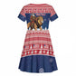 Personalized Afro Christmas in Liberia Kid Short Sleeve Dress Black Santa Riding Lion - Merry Christmas - African Pride