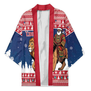 Personalized Liberia Christmas Kimono Black Santa Riding Lion - Merry Christmas