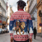 Personalized Afro Christmas in Liberia Long Sleeve Button Shirt Black Santa Riding Lion - Merry Christmas - African Pride