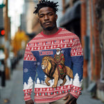 Personalized Afro Christmas in Liberia Long Sleeve Shirt Black Santa Riding Lion - Merry Christmas - African Pride