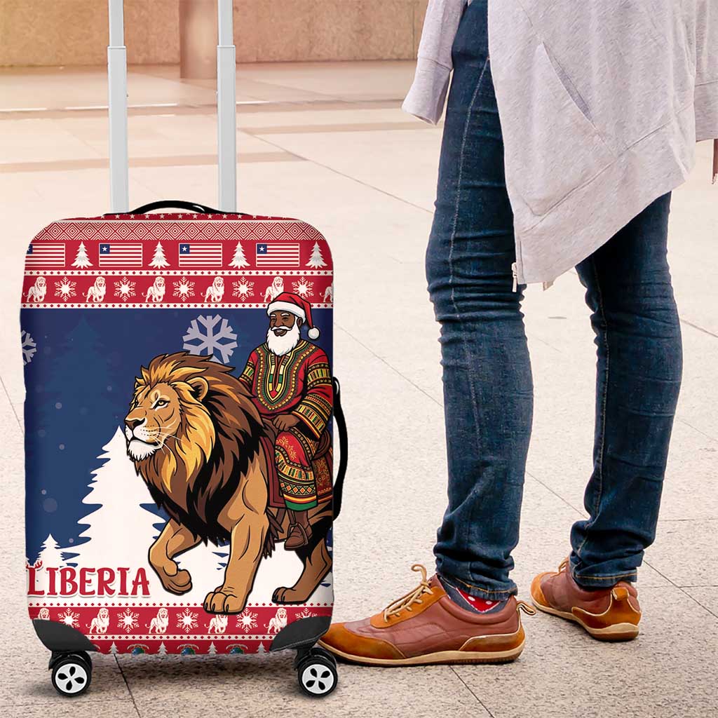 Afro Christmas in Liberia Luggage Cover Black Santa Riding Lion - Merry Christmas - African Pride