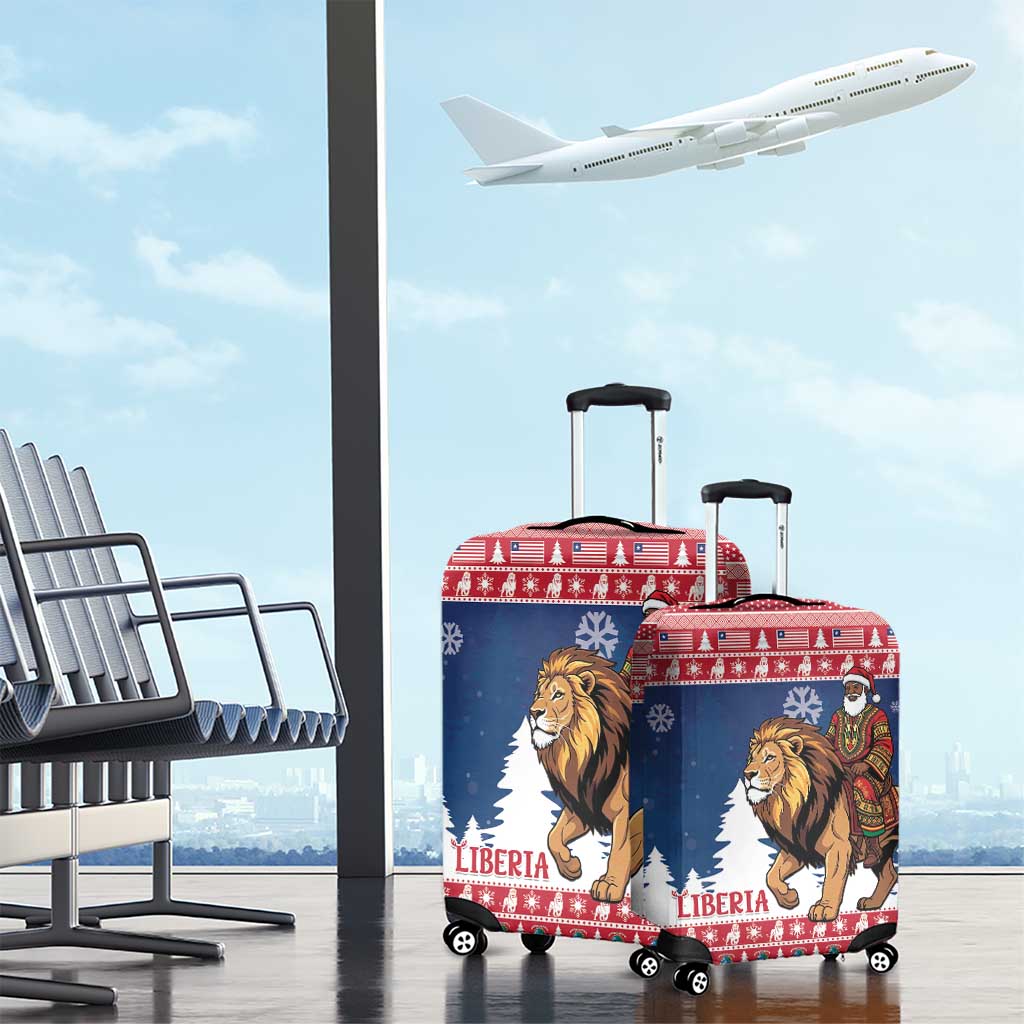 Afro Christmas in Liberia Luggage Cover Black Santa Riding Lion - Merry Christmas - African Pride