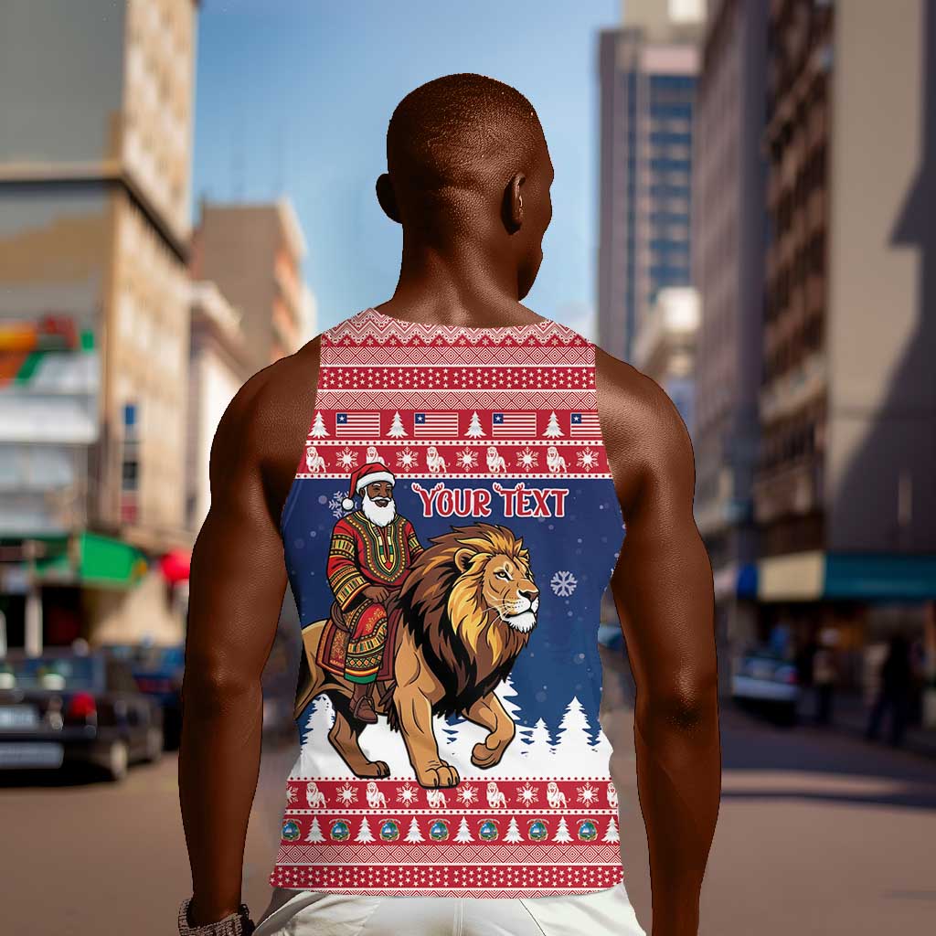Personalized Afro Christmas in Liberia Men Tank Top Black Santa Riding Lion - Merry Christmas - African Pride