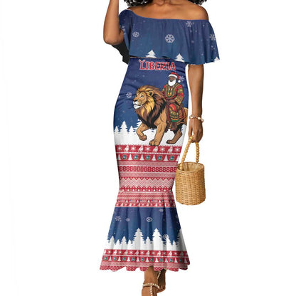 Personalized Afro Christmas in Liberia Mermaid Dress Black Santa Riding Lion - Merry Christmas - African Pride
