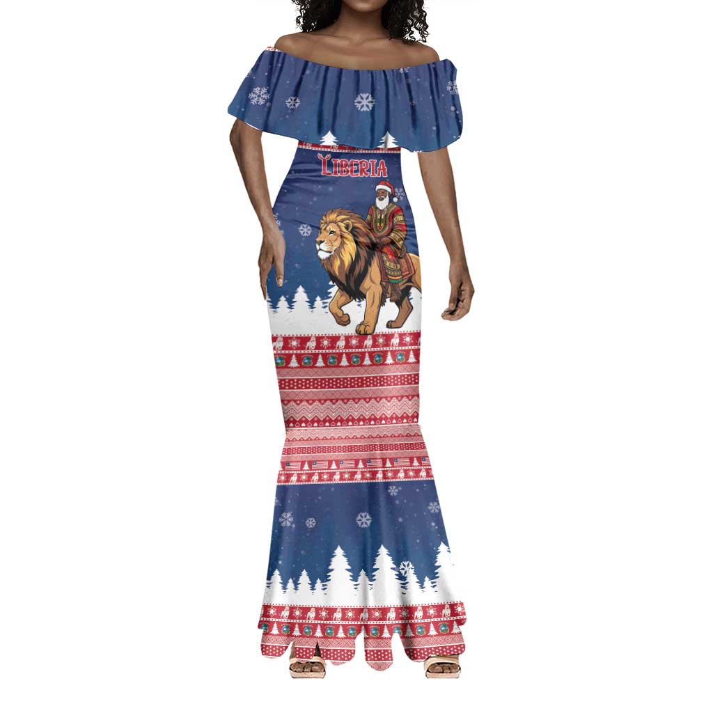 Personalized Afro Christmas in Liberia Mermaid Dress Black Santa Riding Lion - Merry Christmas - African Pride