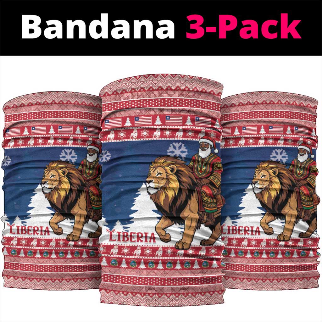 Afro Christmas in Liberia Neck Gaiter Black Santa Riding Lion - Merry Christmas - African Pride