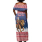 Personalized Afro Christmas in Liberia Off Shoulder Maxi Dress Black Santa Riding Lion - Merry Christmas - African Pride