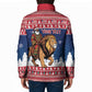 Personalized Liberia Christmas Padded Jacket Black Santa Riding Lion - Merry Christmas