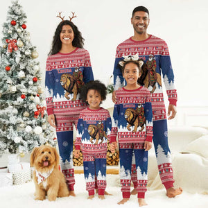 Personalized Afro Christmas in Liberia Christmas Pajama Set Black Santa Riding Lion - Merry Christmas - African Pride