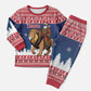 Personalized Afro Christmas in Liberia Christmas Pajama Set Black Santa Riding Lion - Merry Christmas - African Pride