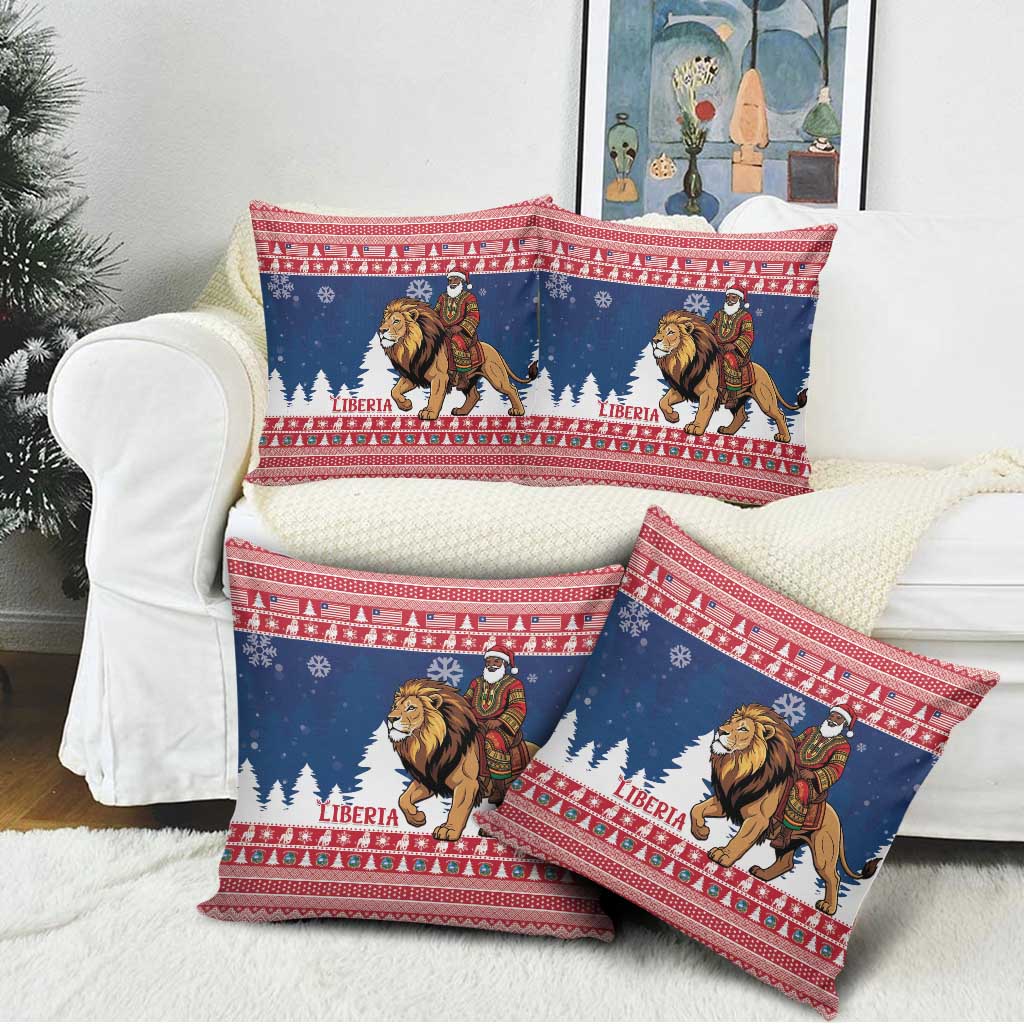 Liberia Christmas Pillow Cover Black Santa Riding Lion - Merry Christmas
