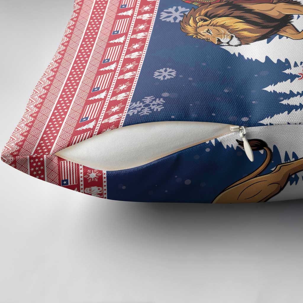 Liberia Christmas Pillow Cover Black Santa Riding Lion - Merry Christmas